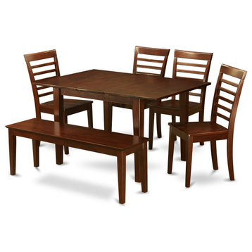 6 Pc Kitchen Nook Dining Set -Table And 4 Chairs For Dining Room And Bench