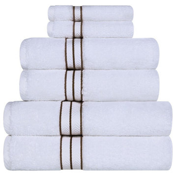 Turkish Cotton Solid Hotel Collection Towel Set, 6 Piece Towel Set, Latte