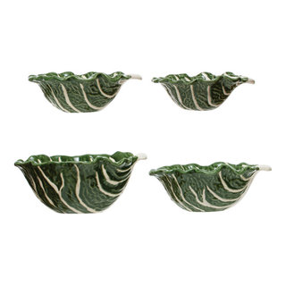 White Cabbage Patterned Serving Bowls main image 0