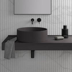 Nuvo Charcoal Round Countertop Stone Basin 450mm - Bathroom Sinks