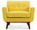 Isaiah Mid-Century Low-Back Accent Arm Chair, Yellow