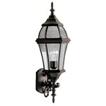 Kichler - Townhouse 1-Light 26.75" Large Outdoor Wall in Black Finish - Get the best of traditional outdoor lighting with the Kichler Townhouse collection. Crafted by the finest craftspeople in the industry, made from sturdy and durable cast aluminum, adorned with understated yet elegant details, the Townhouse is a great addition to your outdoor lighting. Available in black or exclusive Tannery Bronze finish with clear curved beveled glass panels. Wet location rated.  This light requires 1 , 100W Watt Bulbs (Not Included) UL Certified.