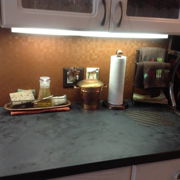 Textured concrete counter top with concrete backslash