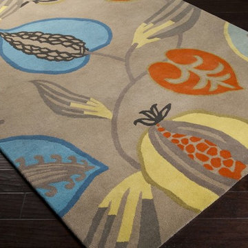 Harlequin Orange and Blue Hand Tufted Rug by Surya -$959.22