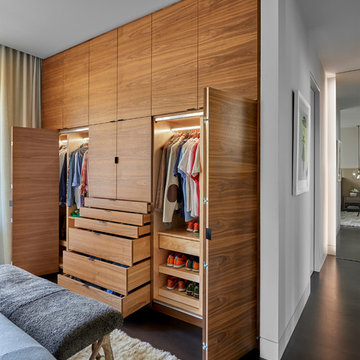 Custom Walnut Wardrobe- Open Position