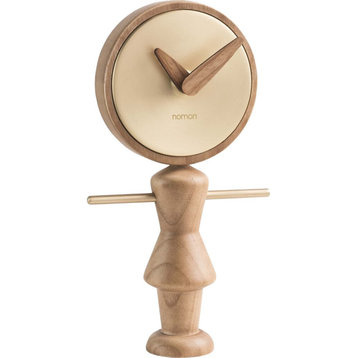 Nomon Nena G Table Clock Walnut/Brass