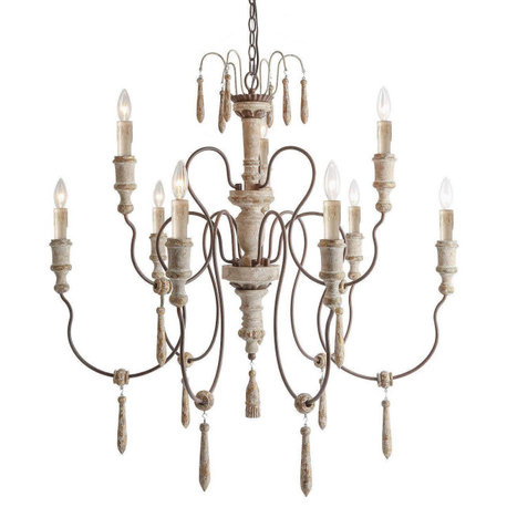 LNC 8-Light Shabby-Chic French Country Retro-white Rust Chandelier