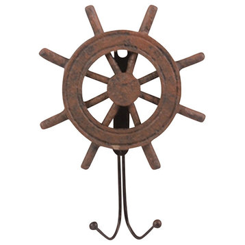 Antique Finish Wooden Ship Wheel Hanger