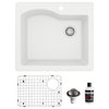 Karran Drop-In Quartz 25" 1-Hole Single Bowl Kitchen Sink Kit, White