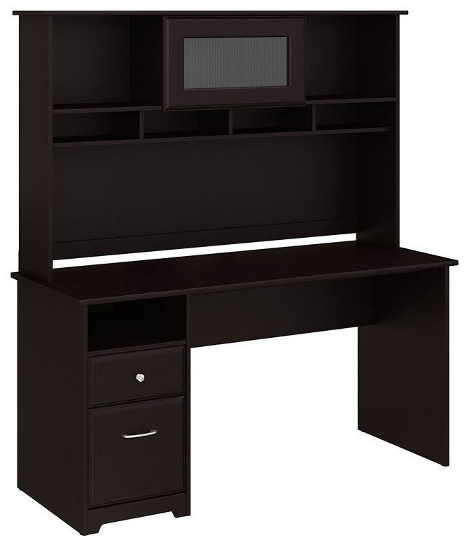 Cabot 60W Computer Desk with Hutch in White - Engineered Wood ...