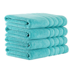 CLASSIC TURKISH TOWELS - Antalya Luxury Turkish Bath Towel Set, Aqua, 27"x54" - Bath Towels