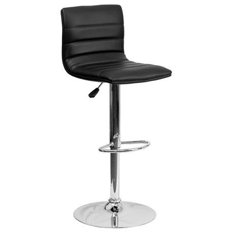 Flash Furniture Contemporary Black Vinyl Adjustable H Bar Stool