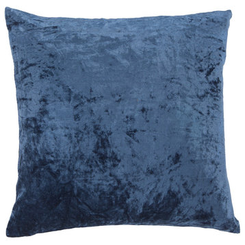 Handmade Cotton/ Linen Decorative Pillow, Blue, 18"