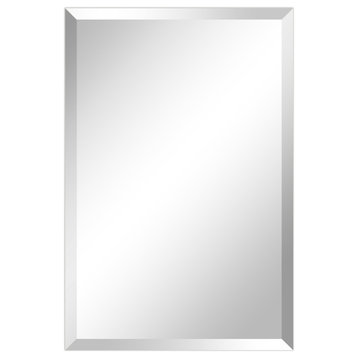 Frameless Beveled Prism Rectangle Wall Mirror, 1" Beveled Edge, 30"x20"