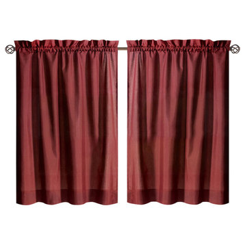 Ellis Curtain Stacey Tailored Tier Pair Curtains, Merlot, 56"x30"