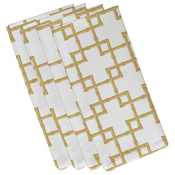Bamboo 2, Geometric Print Napkin, Gold, Set of 4