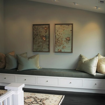 Transitional Den, Living Room & Built-ins