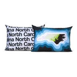 North Carolina Map Pillow, Blue - Decorative Pillows