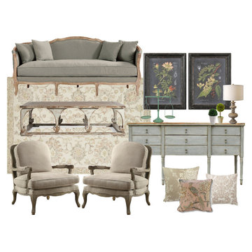 E-Design Concept Board French Country Living Room Est. Budget $10,500