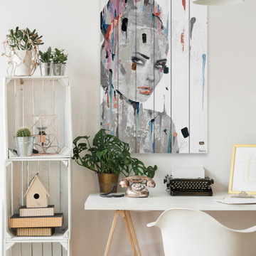 "Beauty Stare Down" Painting Print on White Wood