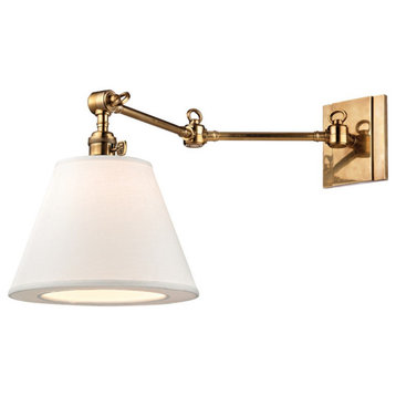 Hudson Valley Hillsdale 1-Light Swing Arm Wall Sconce, Aged Brass - 6233-AGB