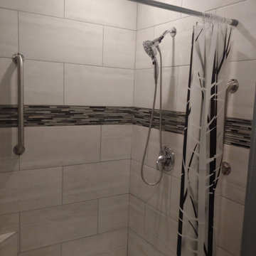 Handicap bathroom remodel and enlarge
