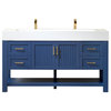 Pavia Vanity, Royal Blue With Artificial Stone Sink Top, 60", Without Mirror