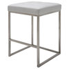Nuevo Chi 25.75" Faux Leather Counter Stool in White and Silver