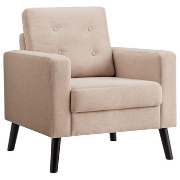 Modern Upholstered Armchair Club Chair with Rubber Wood