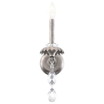 Schonbek At1001N-48H 1 Light Crystal Sconce, Antique Silver