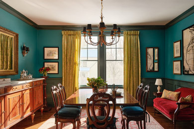 Inspiration for a farmhouse dining room remodel in Boston
