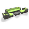 Fiji Outdoor Backyard Wicker Rattan Patio Furniture, 9-Piece Set, Lime Green