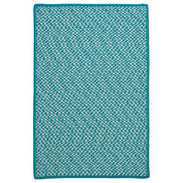 Colonial Mills Outdoor Houndstooth Tweed Braided Ot57 Turquoise 12x12