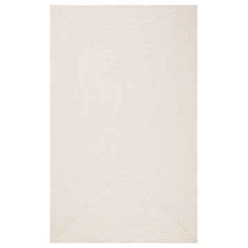 Safavieh Braided Brd315B Solid Color Rug, Ivory and Beige, 4'0"x6'0"