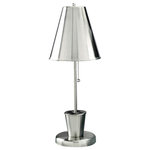 Lite Source - Lite Source LS-3676PS Shine - One Light Table Lamp with Pen Holder - Metal Desk Lamp W. Pen Holder, Ps 60W.Shine One Light Table Lamp with Pen Holder Polished Steel *UL Approved: YES *Energy Star Qualified: n/a  *ADA Certified: n/a  *Number of Lights: Lamp: 1-*Wattage:40w A bulb(s) *Bulb Included:No *Bulb Type:A *Finish Type:Polished Steel