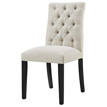 Set of 4 Dining Chair, Comfortable Cushioned Seat With Tufted Back, Beige
