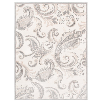 Brentwood Paisley Contemporary Area Rug, Cream, 5'3" Round