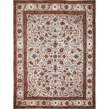 Distressed Dayne Ivory Hand-Knotted Rug, 9'5x12'5