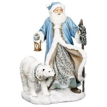 Roman LED Lights Santa with Polar Bear Figurine
