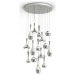 Modern Forms - Modern Forms Acid LED 15-Light Round Chandelier in Polished Nickel - Enrich your living space with the surrealist Acid Multi-Light Pendant by Modern Forms. Its dramatic silhouette features a series of spun metal droplets of varying shapes and sizes that precipitate from a rectangular canopy. Powerful LED downlights are contained with the droplets providing a fashionable, yet functional ambience over an entryway or open living space.