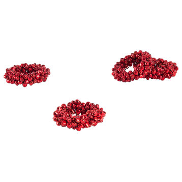 Petite Bell Copper Napkin Rings, Set of 4, Red