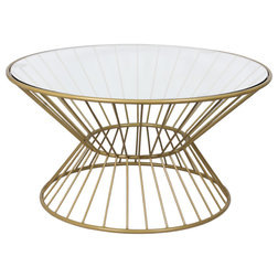 Contemporary Coffee Tables Wire Frame Coffee Table, Gold