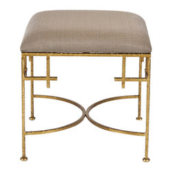 Worlds Away Lolita Gold/Linen Stool - Bar Stools And Counter Stools