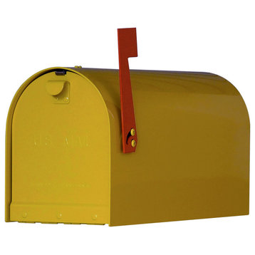 Mid Modern Rigby Curbside Mailbox, Yellow