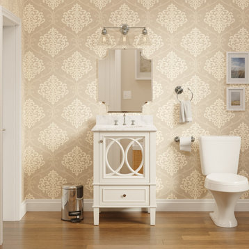 Olivia 24" Bathroom Vanity, White, Carrara Marble
