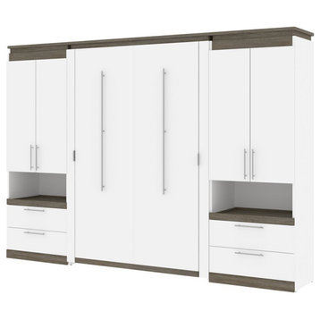 Atlin Designs 118" Full Murphy Bed with 2 Storage Cabinets in White