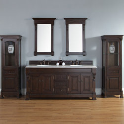 72 inch Burnished Mahogany Double Bathroom Vanity Optional Countertops - Bathroom Vanities And Sink Consoles