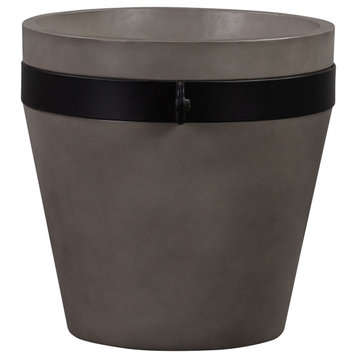 Obsidian Medium Indoor/Outdoor Planter, Gray Concrete With Black Accent