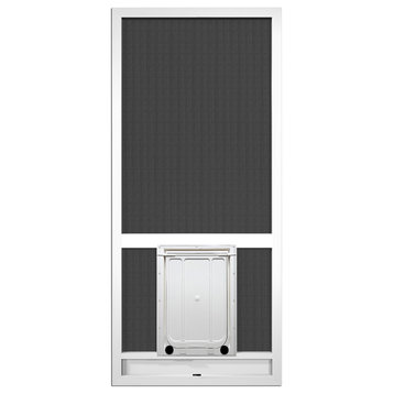 Screen Door Aluminum With Pet Door 80"x36" White