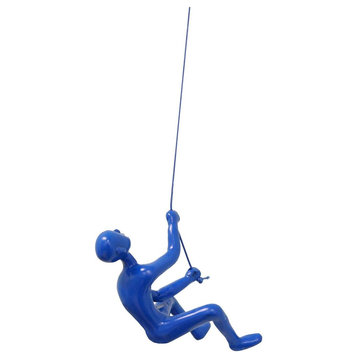 1-Piece Climbing Man Wall Art Sculpture, Blue